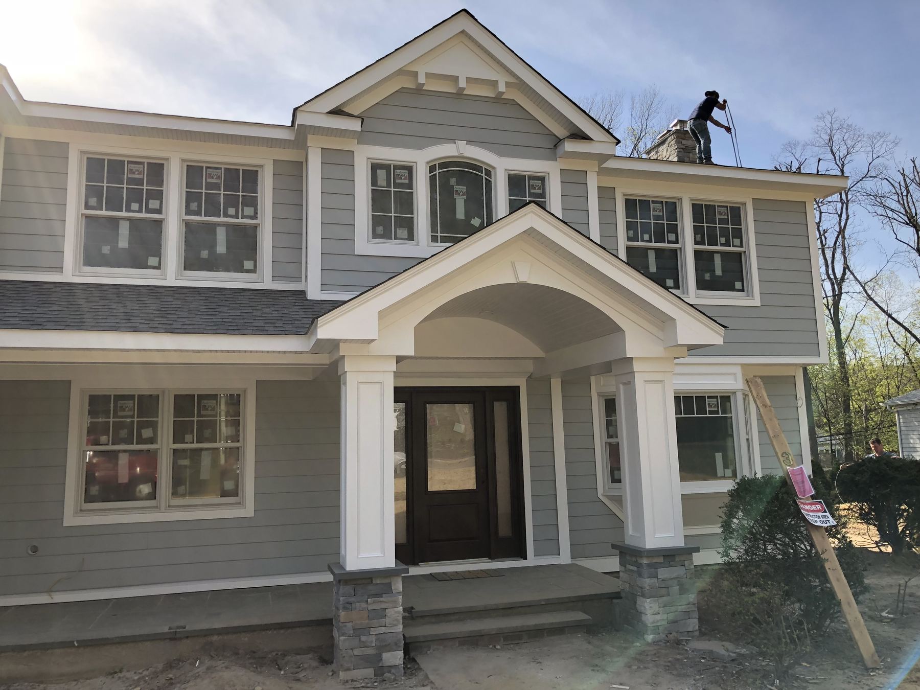 Coastal shingle-style home exterior, Long Island