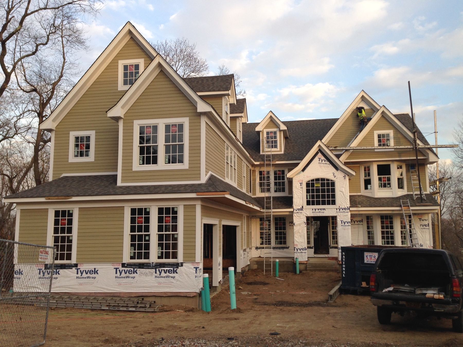 Atlantic Roofing crew on an active job site, Suffolk County