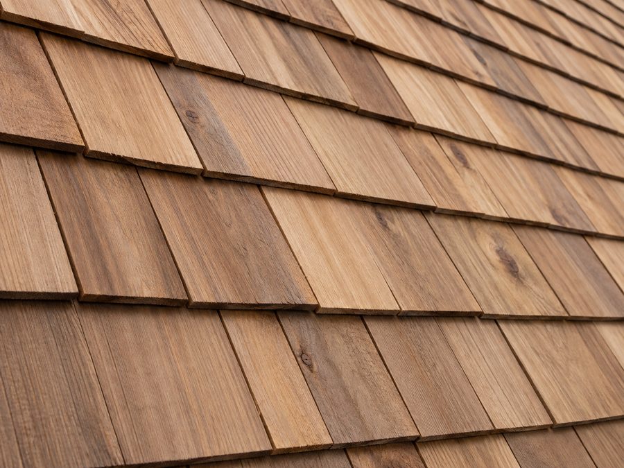 Cedar shake roofing close-up